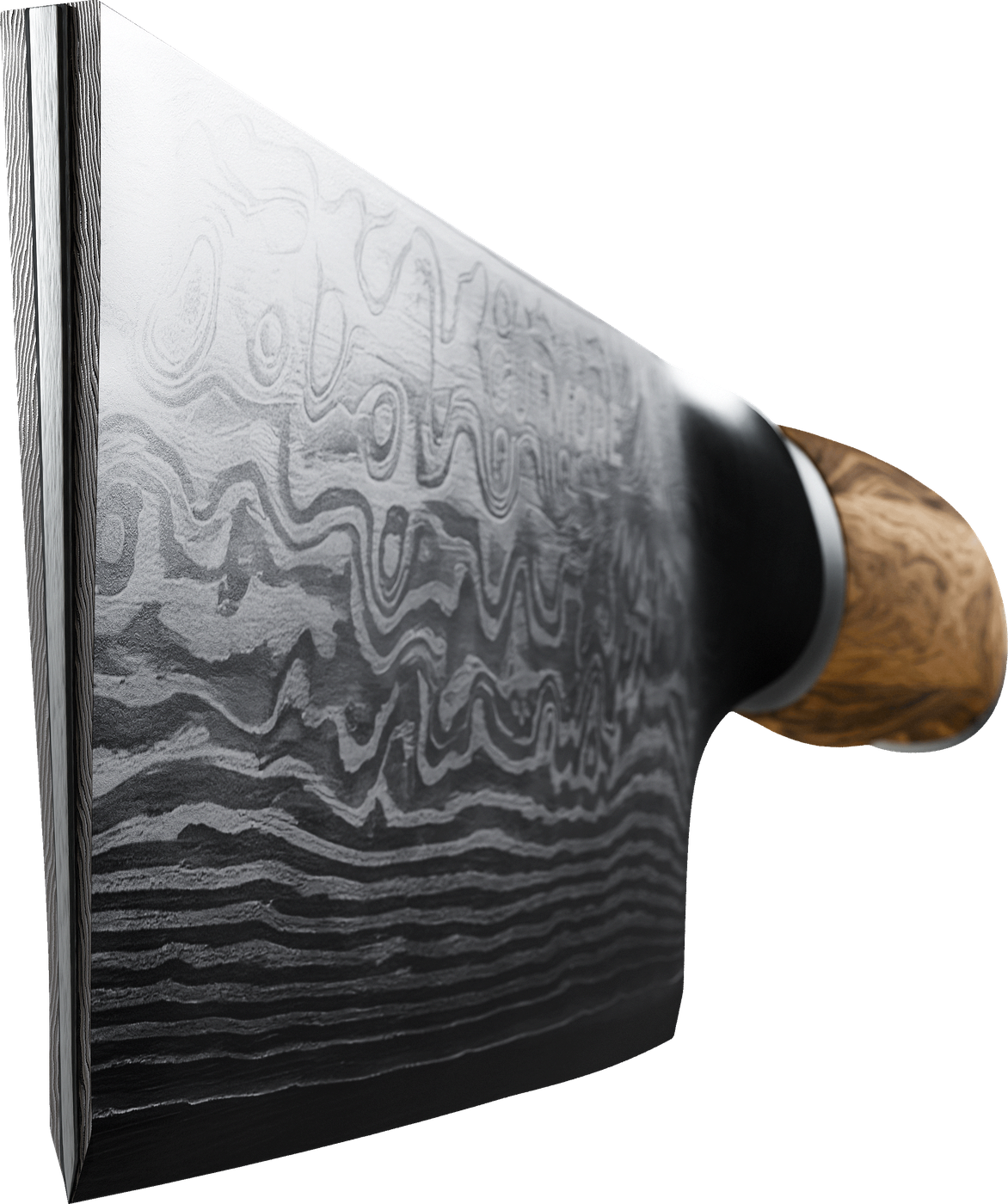 Querschnitt der Damastklinge: 33 + 33 Lagen Damastmantel um einen Kern aus 10Cr15CoMoV