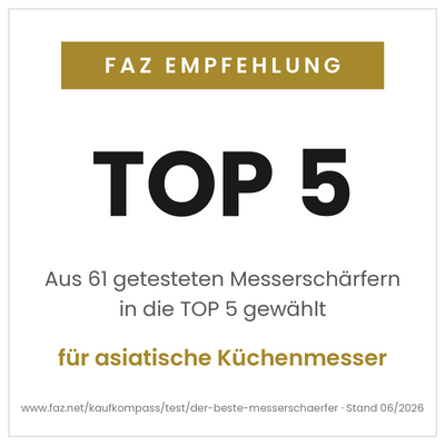 F.A.Z. Empfehlung — Top 5 aus 61 getesteten Messerschärfern, für asiatische Küchenmesser