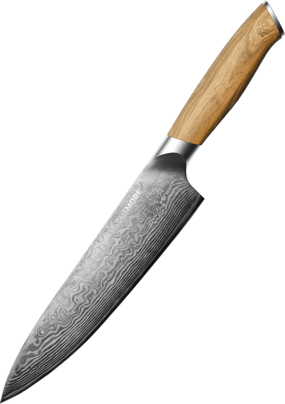 CUTMORE Damastmesser, diagonale Ansicht
